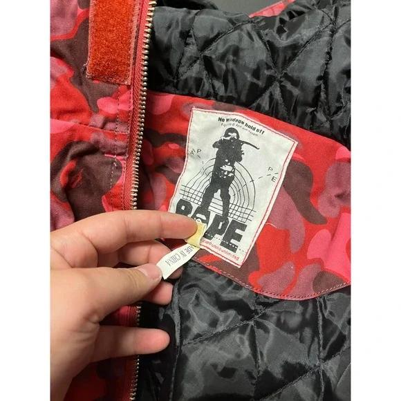 Vintage 2000s BOOT A Bathing Ape Bape Snowboarding Jacket Army Camo 2XL VTG Red - Picture 10 of 10